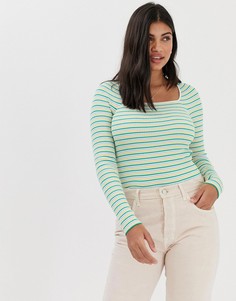 Топ в полоску с квадратным вырезом Miss Selfridge - Мульти
