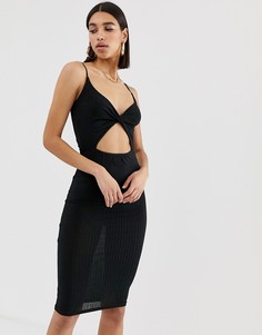 Черное платье миди с вырезом Missguided - Черный