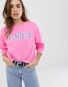 Короткий свитшот с логотипом Calvin Klein - Розовый