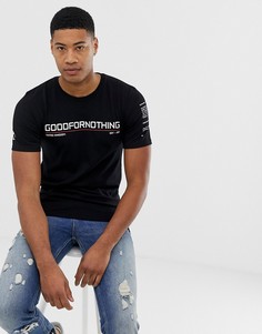 Черная футболка с логотипом на груди Good For Nothing - Черный