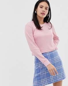 Розовый вафельный лонгслив Monki - Розовый