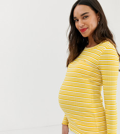 Топ в рубчик с полосками для беременных Mamalicious - Желтый Mama.Licious