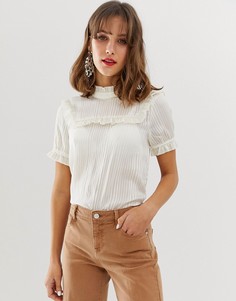 Блузка с оборками и высоким воротом Vero Moda Аware - Кремовый