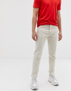 Светло-бежевые укороченные джинсы прямого кроя Weekday - Белый