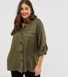 Рубашка цвета хаки в стиле милитари River Island Plus - Зеленый