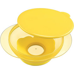 Тарелка на присоске с крышкой Happy Baby, lemon