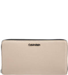 Кошелек бежевого цвета на молнии Calvin Klein Jeans
