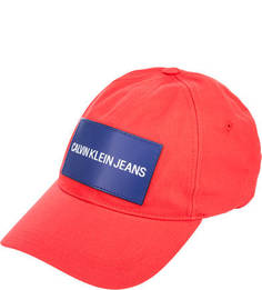 Красная бейсболка с кожаной нашивкой Calvin Klein Jeans