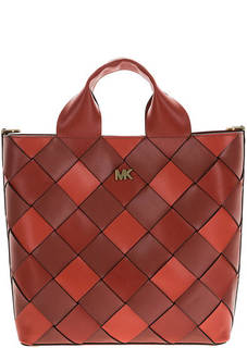 Плетеная кожаная сумка в форме трапеции Mott Michael Michael Kors