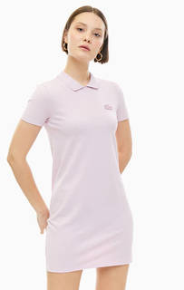 Короткое розовое платье из хлопка Lacoste