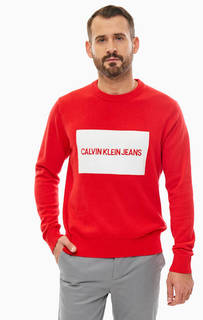 Красный джемпер из хлопка с вышивкой Calvin Klein Jeans