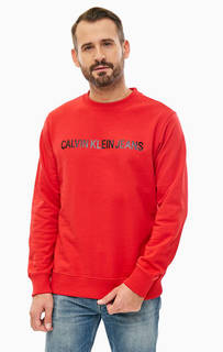 Хлопковый свитшот красного цвета Calvin Klein Jeans