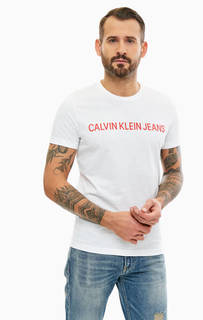 Хлопковая футболка с логотипом бренда Calvin Klein Jeans