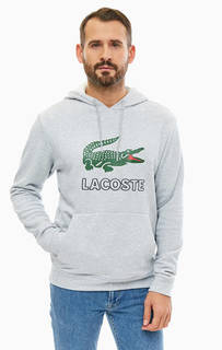 Серая толстовка с логотипом бренда Lacoste