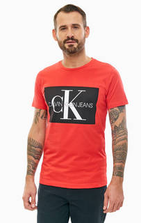Хлопковая футболка с контрастным принтом Calvin Klein Jeans