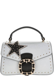 Маленькая сумка серебристого цвета с широким плечевым ремнем Liu Jo