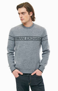 Серый джемпер с логотипом бренда Armani Exchange