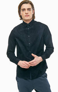 Синяя хлопковая рубашка приталенного кроя Armani Exchange