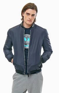 Синий пуховик с контрастными вставками Armani Exchange