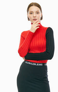 Шерстяная водолазка с контрастным рукавом Calvin Klein Jeans