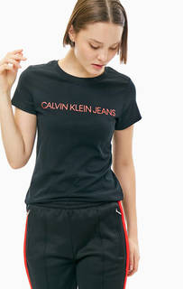 Хлопковая футболка с логотипом бренда Calvin Klein Jeans