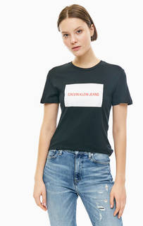 Хлопковая футболка с контрастным принтом Calvin Klein Jeans
