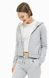 Серая толстовка из хлопка на молнии Calvin Klein Jeans
