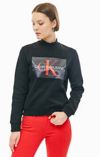 Черный свитшот с логотипом бренда Calvin Klein Jeans