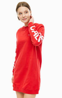 Красное платье-свитшот с принтом Calvin Klein Jeans