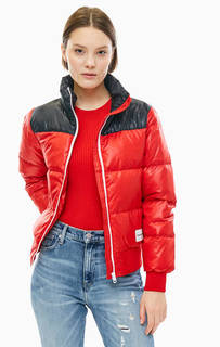 Красный пуховик с контрастным воротом Calvin Klein Jeans