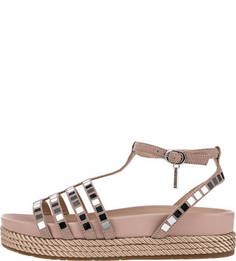 Бежево-розовые сандалии на толстой подошве Liu Jo