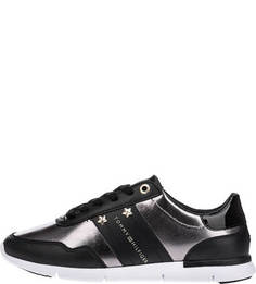 Кожаные кроссовки с серебристыми вставками Tommy Hilfiger