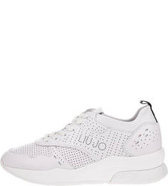 Белые кожаные кроссовки на танкетке Liu Jo