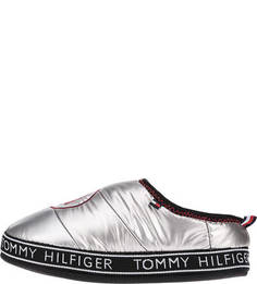 Домашние текстильные тапочки серебристого цвета Tommy Hilfiger