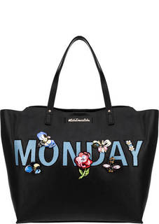 Вместительная сумка в форме трапеции с ярким декором Tosca BLU