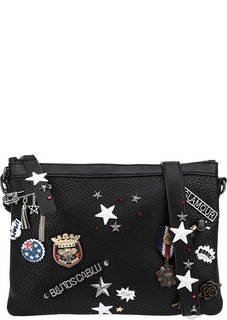 Клатч черного с дополнительным плечевым ремнем Tosca BLU