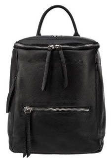 Черный кожаный рюкзак с тонкими лямками Tosca BLU