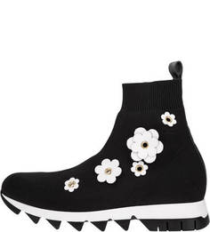 Высокие текстильные кроссовки с цветочными нашивками Tosca BLU