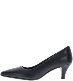 Кожаные туфли синего цвета на небольшой шпильке Clarks