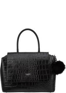 Кожаная сумка с откидным клапаном и брелоком Tosca BLU