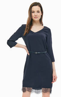 Синее платье из вискозы с ремнем Liu Jo