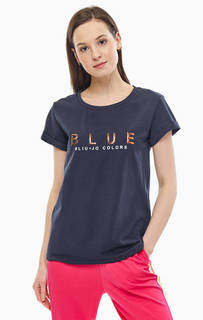 Хлопковая синяя футболка с принтом Liu Jo Sport
