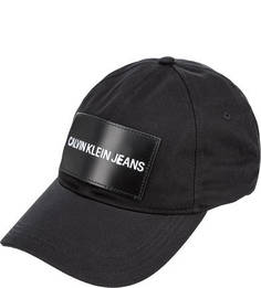 Черная бейсболка с кожаной нашивкой Calvin Klein Jeans