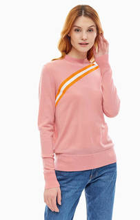 Тонкий джемпер из шерсти с диагональной вставкой Calvin Klein