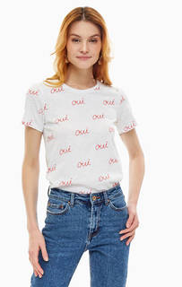 Белая хлопковая футболка с принтом Only