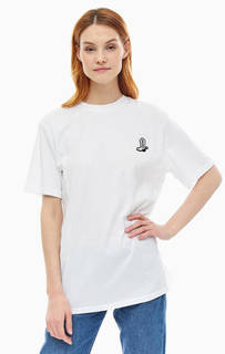 Хлопковая футболка оверсайз с нашивкой Calvin Klein