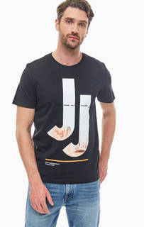 Хлопковая футболка с контрастным принтом Jack & Jones