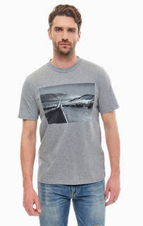 Серая хлопковая футболка с принтом Calvin Klein