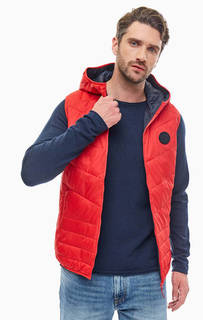 Утепленный красный жилет с капюшоном Jack & Jones