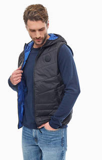 Утепленный черный жилет с капюшоном Jack & Jones